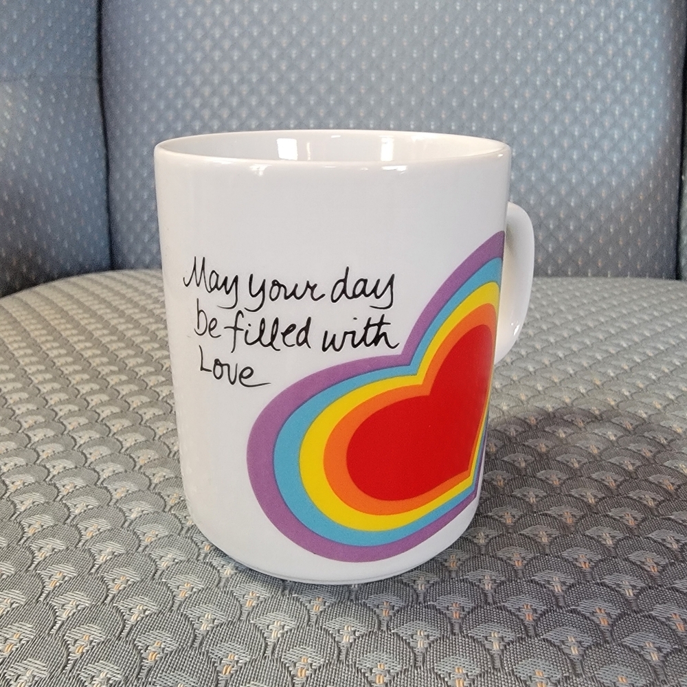 Vintage Avon Easter 1983 Love Mug - Rainbow Hearts Coffee Mug